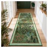 GarveeHome Jungle Rug 2x6 Kitchen Runner Rug Non Slip Washable Runners for Hallways, Animal Print Runner Rugs with Rubber Backing Soft Low-Pile Long Carpet for Bedroom Entryway Laundry, Forest Green