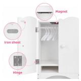 BABESIDE Wooden Baby Dolls Closet for 12-16 Inches Doll, Armoire Dolls Wardrobe for Babys Doll Clothes Storage, Includes 10 Clothes Hangers, Babys Dolls Accessories Furniture fit Dolls Boy Girl