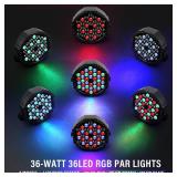 LED Stage Lights 4Pack - Czgor 36W RGB DJ Par Lights with Sound Activated Auto Play by Remote & DMX Control Uplights for Events Wedding Party Club Christmas Party Lighting