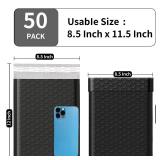 Proprobag 8.5 x 11 Bubble Mailers 50 Pack - Outer Size 9x12 Heavy Duty Black Padded mailer with Self Seal, Waterproof Shipping Envelopes, Bubble Wrap Protection for Ecommerce, Non See Through