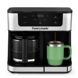 Pantrymade Dual Brew Coffee Maker | 12 Cup Glass Carafe & Single Serve K-Cup Combo | Programmable Touchscreen Coffee Machine for Ground Coffee or Pods | Auto Shut-Off, Black