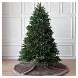 Starry Dynamo 60-Inch Huntsman High-Pile Faux Fur Christmas Tree Skirt with Hidden Slide Clasp Closure and Durable Microfiber Backing, Silver Fox