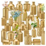 Yaomiao 30 Pcs Vases Bulk Colored Flower Glass Bud Vases Valentine Vintage Colored Glass Bottles Colorful Rustic Embossed for Home Wedding Table Decorations Gifts