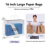 GSSUSA Large Paper Bags with Handles16x6x12 White 50Pcs, Kraft Paper Shopping Bags Bulk for Small Business, Valentines Day, Grocery, Boutique, Merchandise