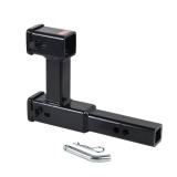 REYSUN 864131 Dual Hitch Receiver with 7-1/2 inch Rise/Drop, Receiver Hitch Extension with Hitch Pin & Clip, Fits 2 inch Hitch Receiver