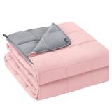 yescool 20lbs Pink Grey Weighted Blanket for Adults 60x80, Cooling, Heavy, Breathable with Glass Beads, Queen Size, Machine Washable