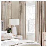 MIULEE Linen Texture Curtains Soild 100% Blackout Thermal Insulated Natural Beige Curtains Grommet Room Darkening Drapes for Living Room Bedroom Nursery 42 x 63 (2 Panels)