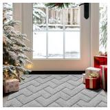 hicorfe Dirt Trapper Doormat,20x31.5 Welcome Door mat,Non Slip Backing Washable Door Mats,Absorbent and Resistant Low-Profile Entrance Inside Floor Mat for Front Back Door and Entryway(Light Grey)