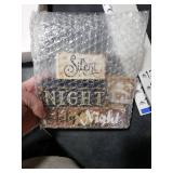 Moucuny 4 Pcs Wooden Christmas Nativity Table Sign Wooden Holy Night Decorative Signage Xmas Tiered Tray Decor Winter Centerpieces Farmhouse Block Set Xmas Table Sign for Home