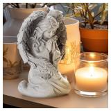 INLOMEM Praying Angel Figurine, Sculpted Hand-Painted Figurine, Angel Wings Statue for Home Decor or Garden, First Communion Gifts for Girls, Religious Gifts for Women (Gray)