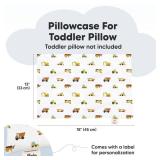 KeaBabies Toddler Pillowcase 13x18 - Organic Cotton Toddler Pillowcase for Kids, Boys, Girls,Soft & Durable Cotton Cover for Miniature Sleepy Pillows,Cute Colors,Pillow Sold Separately(Construction)