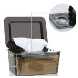 Whiidoom Wipes Dispenser, One-Handed Operation Wipe Holder for Baby & Adult, Seal-Designed Wipes Container for Bathroom Keep Diaper Wipes Fresh (Brown)