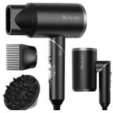 Annlary Hair Dryer with Comb | 1800W Blow Dryer with Diffuser for Curly Hair | Plasma Ionic Hairdryer for Frizz Control | Foldable & Protable Design for Travel | 6.5 ft ALCI Cord for Women and Men