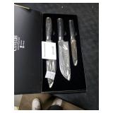 Cutluxe 3-Piece Chef Knife Set Ultra Sharp Japanese Kitchen Knives, High Carbon Stainless Steel Blades, Full Tang Pakkawood Handles Shinobi Series