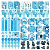 BenLouis Winter School Stationery Party Favors Snowflake Holiday Themed Classroom Gift Prizes Bulk for Students Kids Christmas Frozen Birthday Goodie Bag Stuffers Pinata Filler (24Set Snowflake)
