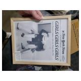 iHery Girls Just Wanna Have Fun Framed Trendy Cowgirl NewsPaper Wall Art, Small 8x10in Natural OAK Wood Black and White Canvas Wall Decor For Bedroom Dorm Living Room,Vintage Bar Car Home 1Pack