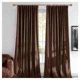 NICETOWN Brown Velvet Curtains 96 inch Long 2 Panels for Living Room - Blackout Window Treatments Pleat Tape with Back Tab Vision Insulated Temperature Balanced Drapes for Bedroom and Dining Room