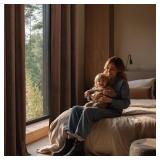 NICETOWN Brown Velvet Curtains 96 inch Long 2 Panels for Living Room - Blackout Window Treatments Pleat Tape with Back Tab Vision Insulated Temperature Balanced Drapes for Bedroom and Dining Room