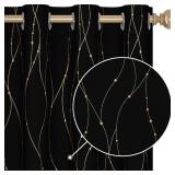Deconovo Blackout Curtains - Thermal Insulated, Noise-Reducing Window Drapes for Bedroom, Living Room -2 Panels, Black, 52W x 84L