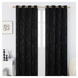 Deconovo Blackout Curtains - Thermal Insulated, Noise-Reducing Window Drapes for Bedroom, Living Room -2 Panels, Black, 52W x 84L