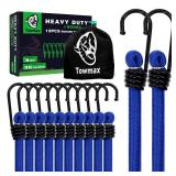 Bungee Cord with Hooks, 36 Bungee Cord Heavy Duty Outdoor, Industrial Grade Bungie Cord for Camping, Kayaking or Fastening Items 12 Pcs (Blue)