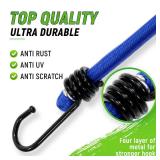 Bungee Cord with Hooks, 36 Bungee Cord Heavy Duty Outdoor, Industrial Grade Bungie Cord for Camping, Kayaking or Fastening Items 12 Pcs (Blue)