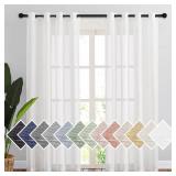 NICETOWN White Sheer Linen Curtains for Living Room 84 inch Length 2 Panels Set, Grommet Semi Sheer Privacy with Light Filtering Flax Window Treatments for Bedroom, W52 x L84