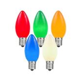 Novelty Lights Ceramic Christmas Replacement Bulbs - Outdoor Individual Bulbs for Events, Holiday Parties, Patios, and More - C7/E12 Candelabra Base, 5 Watt Lights (Multicolor, 25 Pack)