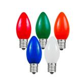 Novelty Lights Ceramic Christmas Replacement Bulbs - Outdoor Individual Bulbs for Events, Holiday Parties, Patios, and More - C7/E12 Candelabra Base, 5 Watt Lights (Multicolor, 25 Pack)