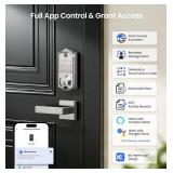 Veise VE017 Fingerprint Smart Door Lock, App Control, 8-in-1 Keyless Entry, Auto Lock, Emergency Power Port, Electronic Touchscreen Keypad, Biometric Smart Locks for Front Door, Satin Nickel