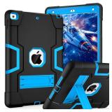 Cantis Case for ipad 9th Generation/ 8th Generation/ 7th Generation, Slim Heavy Duty Shockproof Rugged Protective Case with Built-in Stand for iPad 10.2 inch 2021/2020/2019, Black+Blue