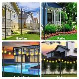10Ft String Light Poles 4 Pack,Light Poles for Outside Lights,Outdoor with Fence Brackets Hanging Lights,Metal Stand Deck Patio Backyard