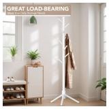 Hupmad Wooden Tree Coat Rack Stand,Sturdy Freestanding Coat Rack with 8 Hooks,3 Adjustable Height for Child Adult,Wood Coat Stand Tree Fits Entryway Bedroom Office for Bags,Hats