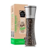 HOME EC Original Stainless Steel Salt or Pepper Grinder 1pk - Adjustable Ceramic Sea Salt Grinder or Pepper Mill - Tall Glass Spice Shaker - Spice Mill w/EBook
