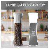 HOME EC Original Stainless Steel Salt or Pepper Grinder 1pk - Adjustable Ceramic Sea Salt Grinder or Pepper Mill - Tall Glass Spice Shaker - Spice Mill w/EBook