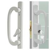 ACEPLANET Offset Position Keyed Sliding Patio Door Handleset with Mortise Lock, 45° Keyway, 3-15/16 H.C., Fits 1-3/8 to 2 Thick Doors, Non-Handed, White Diecast
