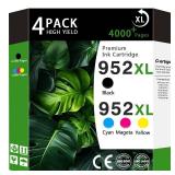 952XL High Yield Ink Cartridges(Black/Cyan/Magenta/Yellow 4-Pack)Compatible for HP 952XL HP952 HP952XL Replacement for Officejet Pro 8710 7740 8720 8702 8210 7720 8700 8740 8216 8725 8200 Printers