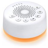 Sound Machine Easysleep White Noise Machine with 25 Soothing Sounds and Night Lights with Memory Function 32 Levels of Volume and 5 Sleep Timer Powered by AC or USB for Sleeping Relaxation (White)