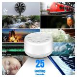 Sound Machine Easysleep White Noise Machine with 25 Soothing Sounds and Night Lights with Memory Function 32 Levels of Volume and 5 Sleep Timer Powered by AC or USB for Sleeping Relaxation (White)