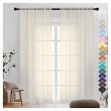 OVZME Cream Sheer Curtains 96 Inches Long 2 Panels - Soft Light Filtering Window Sheer Panels for Living Room/Bedroom, Top Dual Rod Pocket, 1 Pair, Each 42Wx84L Inches