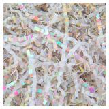 Caleihd Crinkle Cut Paper Grass Cushion Paper Streamer for Christmas Wedding Birthday Bridesmaid Engagement Craft Gift Boxes Bags Filler Decoration 4.5oz Diamond White