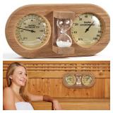 Tellegloww 3 in 1 Sauna Thermometer Hygrometer and Timer, Fahrenheit & Celsius Anti-Caking 15 Minute Sand Timer, Handmade from Red Cedar Wood Wall-Mounted Sauna Accessories