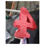 Simgoing Number 4 Spider Web Pinata Bundle with Blindfold Small Pinata Birthday Party Decoration for Mexican Fiesta Cinco De Mayo Anniversary Celebration Gift, 15.75 x 11 x 2.8 In(Red Blue)