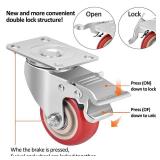 TABKEER 3 Inch Industrial Heavy Duty Swivel Caster Wheels with Brake,Set of 4 Safety Locking Casters,Load 1600lbs,Premium Polyurethane Wheels for Table,Trailer,Saw Table,Stage Toolbox,Bed,Corn Board