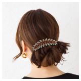 inSowni 6 Pack Luxury Glitter Sparkly Gems Rhinestones Crystals leaf Black Plastic Decorative Hair Side Combs French Twist Slides with Long Teeth Hair Bun Updo Accessories Hairpins Barrettes Clips for