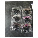 inSowni 6 Pack Luxury Glitter Sparkly Gems Rhinestones Crystals leaf Black Plastic Decorative Hair Side Combs French Twist Slides with Long Teeth Hair Bun Updo Accessories Hairpins Barrettes Clips for