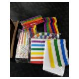 Remagr 154 Pcs Rainbow Birthday Party Decorations 2 Rainbow Striped Tablecloth Disposable Dinnerware Set Colorful Plates Paper Cups Napkins Cutlery for Happy Birthday Wedding Party Supplies