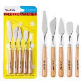 MEEDEN 5Pcs Palette Knife Set: Stainless Steel Painting Knives with Wood Handle - Pallet Knife Set for Oil Canvas Acrylic Painting Color Mixing