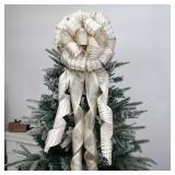 Christams Tree Topper Bow, Large Champagne Gold Bows Burlap Decorative Bows for Xmas Holiday Thanksgiving Indoor Outdoor Ornament Gift Bow