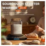 Sourdough Starter Warmer Mat - 24H Timer - Precise 1°F Thermostat Control (70-100°F) - Smart Memory Warming On/Off - Fits Jars Up to 40oz - Perfect for Home Baking (Black)